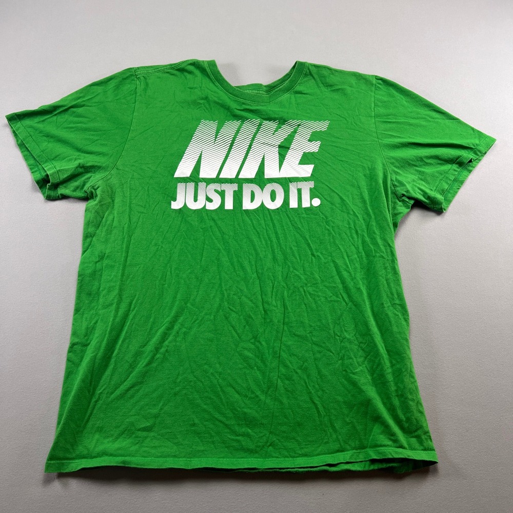 Nike T Shirt Womens Extra Large Green Just Do It Graphic Crew Neck Athletic Cut